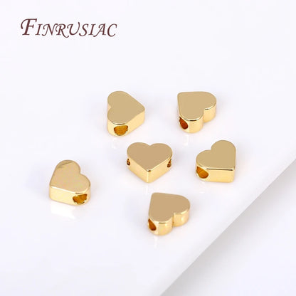 18K Gold Plated Heart Spacer Beads for DIY Jewelry Making Accessories 6x5MM with 2.5MM Hole Size
