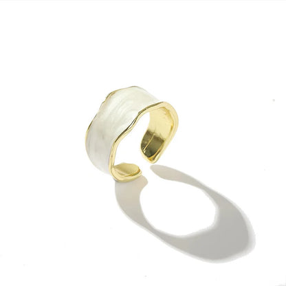 Vintage Gold Geometric Adjustable Ring Elegant Enamel Jewelry for Women Adjustable 4