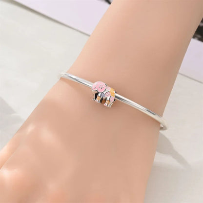 925 Sterling Silver Colorful Elephant Animal Charms for DIY Jewelry Necklace Bracelet Gifts