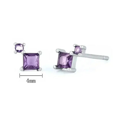 925 Sterling Silver Tiny Stud Earrings Colorful Crystal Luxury Jewelry LN1055-2-4