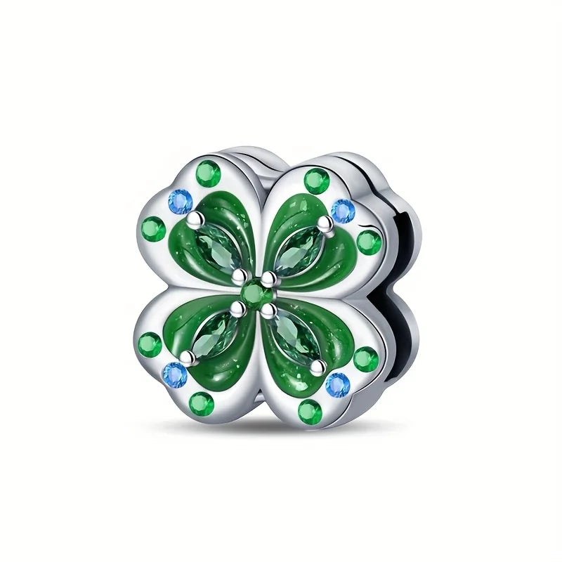 Green Monstera Leaf Charm 925 Sterling Silver Dangle Bracelet Jewelry for Women PAC984