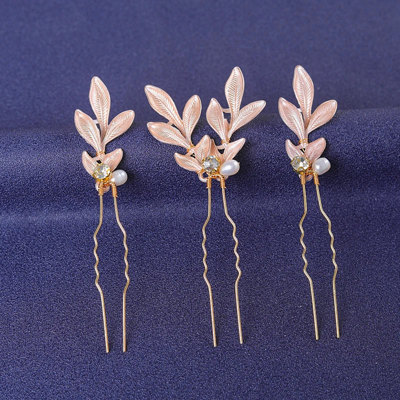 Elegant Gold Crystal Hair Pin for Women - Trendy Rhinestone Bridal Wedding Hair Accessory
