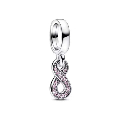 European 925 Sterling Silver Pink Charm Bead for Mother's Day Jewelry Gift for Women