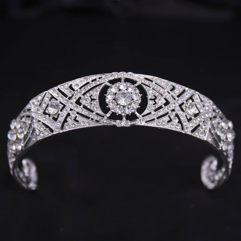 Bridal Bliss Silver Crystal Crown - Top-Rated Alloy Hair Accessory silver 9