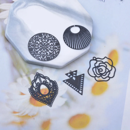 Brass Leaf Sunflower Waterdrop Charms Set for DIY Jewelry Making