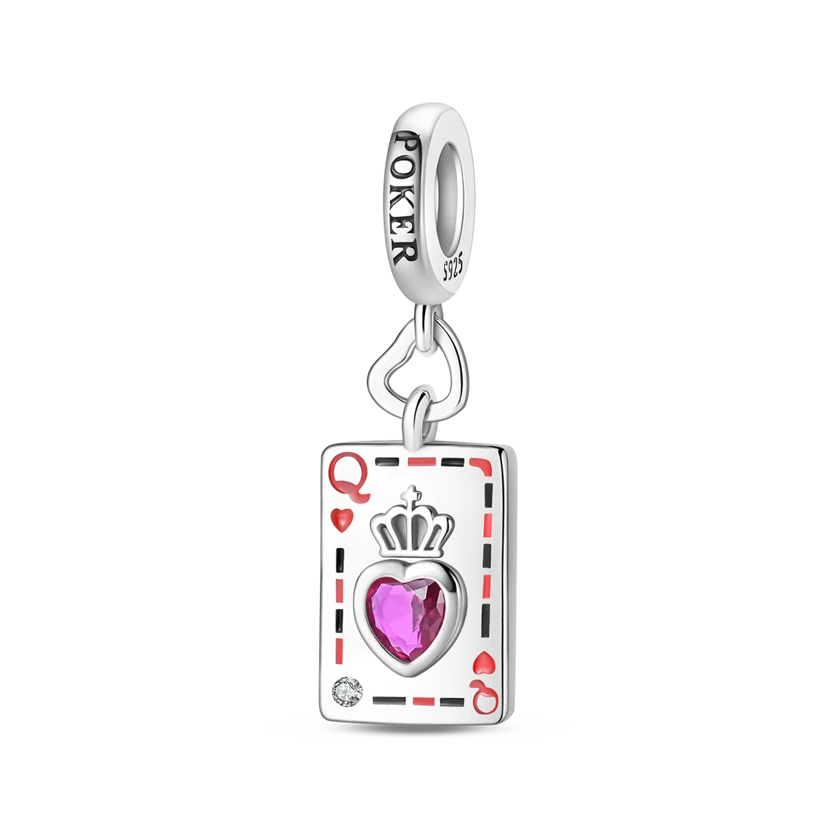 Original 925 Sterling Silver Playing Card Charms Pendant Poker Joker Hearts Spades Crown Bead Jewelry for Bracelets and Necklaces