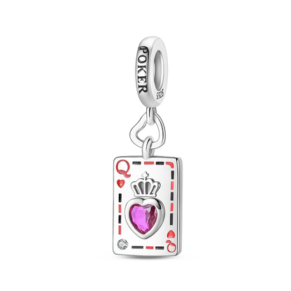 Original 925 Sterling Silver Playing Card Charms Pendant Poker Joker Hearts Spades Crown Bead Jewelry for Bracelets and Necklaces