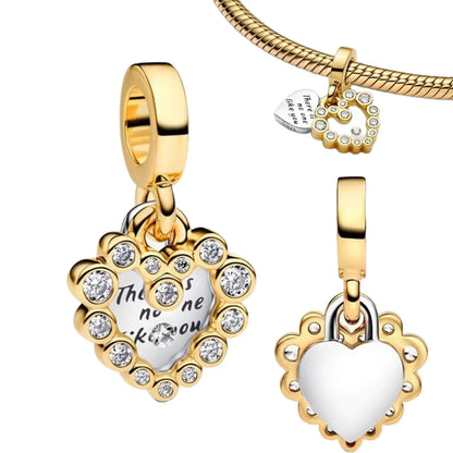 925 Sterling Silver Charms Set Moon Stars Sun Flower Heart Zircon Beads for DIY Jewelry and Gifts