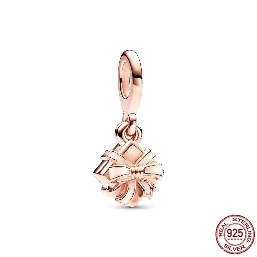 Festive Charm 925 Sterling Silver Christmas Bell Trojan Candy Zircon Bead for Bracelet and Necklace DIY Fine Jewelry Gift