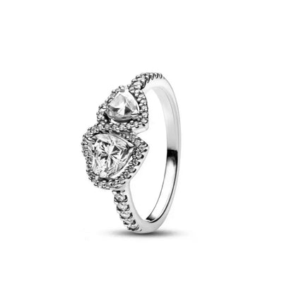 Elegant 925 Silver Bow Heart-Shaped Ring with Zircon for Women Perfect for Weddings and Special Occasions