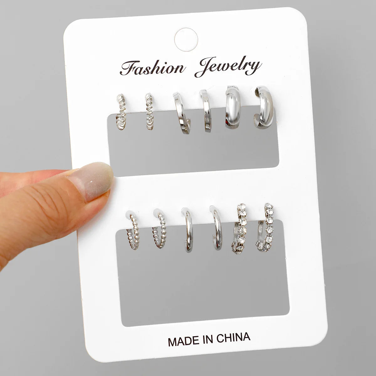 6 Piece Stainless Steel Waterdrop Hoop Earring Set for Women Minimalist Smooth Circle Design