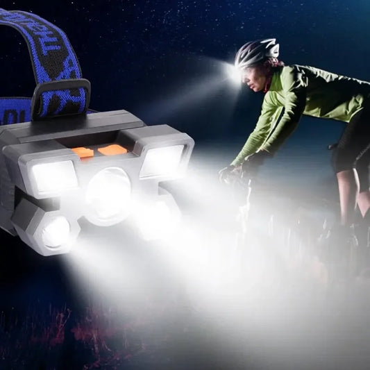 5LED Bright Headlamp Rechargeable Waterproof Adjustable 4Modes Lightweight Outdoor Gear