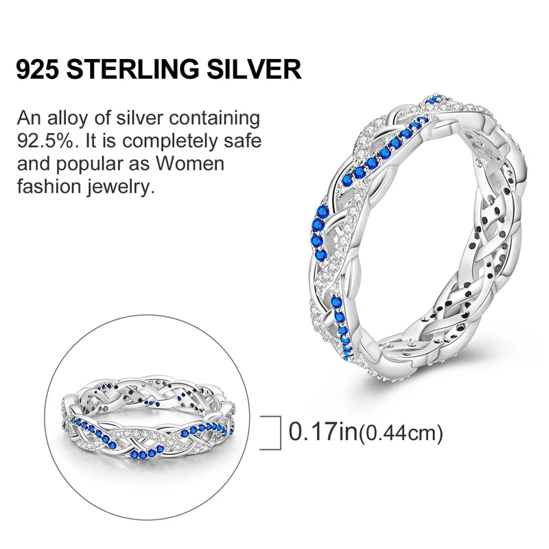 Blue Zircon Evil Eye Palm Star Moon Ring in 925 Sterling Silver for Women Wedding Jewelry Gifts LKTR224