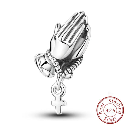 925 Sterling Silver Charms Pendant Set for Bracelets Angel Devil's Eye Fatima's Hand Cross Women's Jewelry Gift KSC292