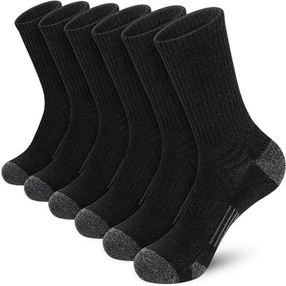 6 Pairs Men Athletic Crew Socks Cushion Breathable Outdoor