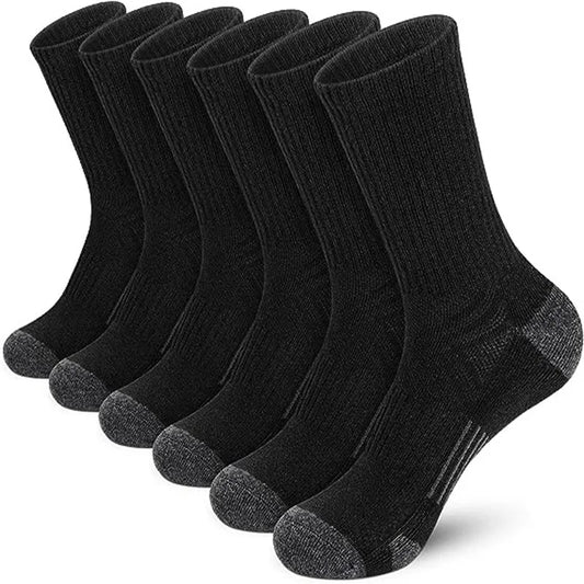 6 Pairs Men Athletic Crew Socks Cushion Breathable Outdoor