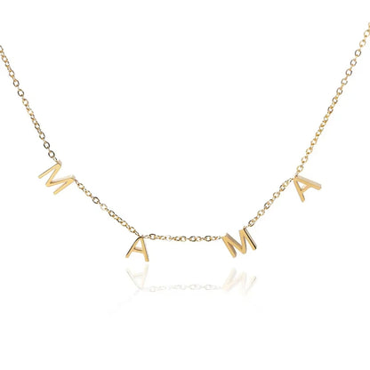 Mama Letters Pendant Necklace for Women Gold Stainless Steel Clavicle Chain Choker Fashion Jewelry Gift for Moms