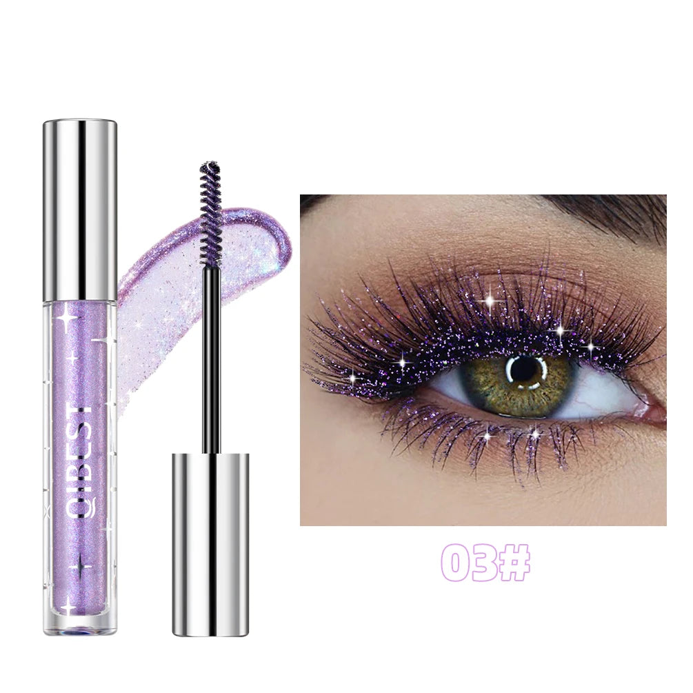 Diamond Mascara with Shining Galaxy Sequins for Thick Curling Glitter Eyelashes Quick Dry and Sweat Proof Shimmer Makeup