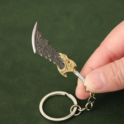 Mini God of War Kratos Blade of Chaos Keychain Metal Model for Men Party Jewelry