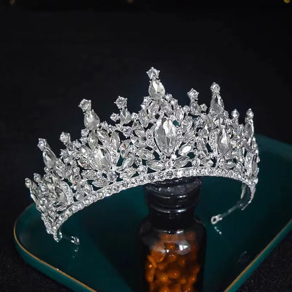 Elegant Crystal Bridal Tiara Crown with Rhinestone Geometric Design for Weddings and Pageants