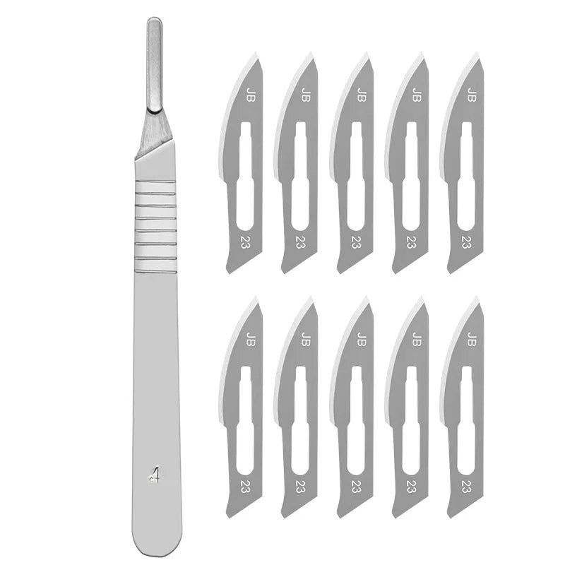 10pcs Carbon Steel Surgical Scalpel Blades + 1 Handle - Top-Rated DIY Cutting Tool for Precision PCB Repair & Animal Surgery 11pcs 23number 4