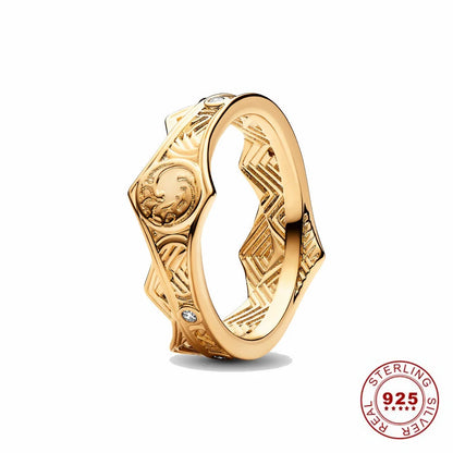 Crown 925 Sterling Silver Stackable Ring with Shiny Rose Gold Zircon for Women Elegant Fashion Jewelry PAR351