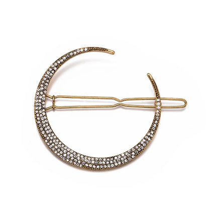 Geometric Stars & Moon Rhinestone Hair Clip Set - Top-Rated Bridal Hairpins for Women Antique Gold-3