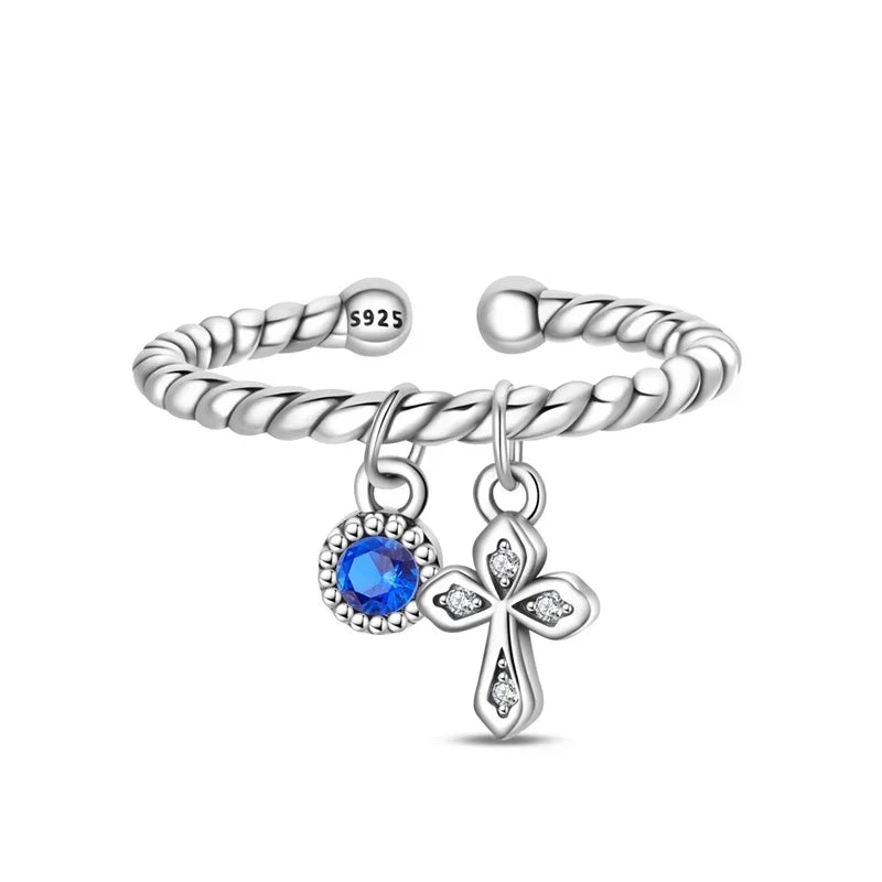 925 Sterling Silver Open Ring for Women Butterfly Dragonfly Turtle Cross Design Elegant Fine Jewelry Gift