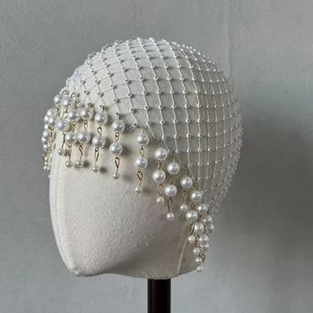 Handmade Pearl Tassel Wedding Headband Luxury Hairpiece