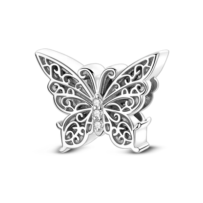 Silver Star Moon Heart Charm Bracelet with CZ Beads and Angel Wing Pendant for Women KTC1311