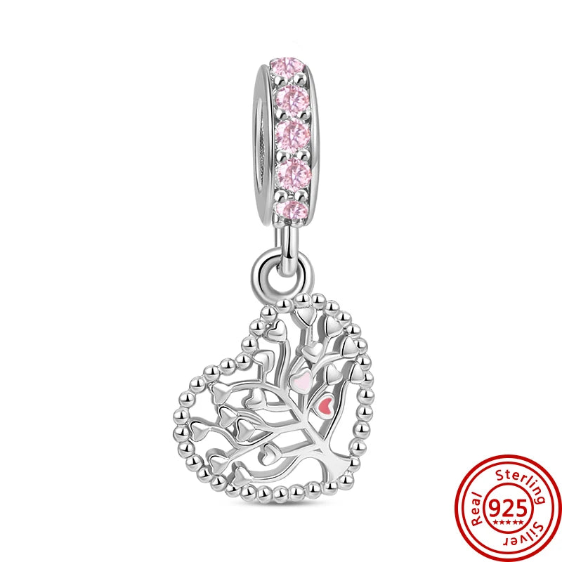 925 Silver Lucky Crown Butterfly Heart Family Tree Beads