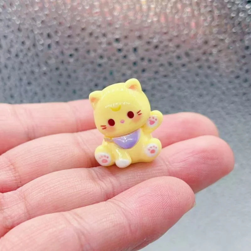 Miniature 3D Cartoon Cat Resin Charms Set for DIY Jewelry and Keychain Creations