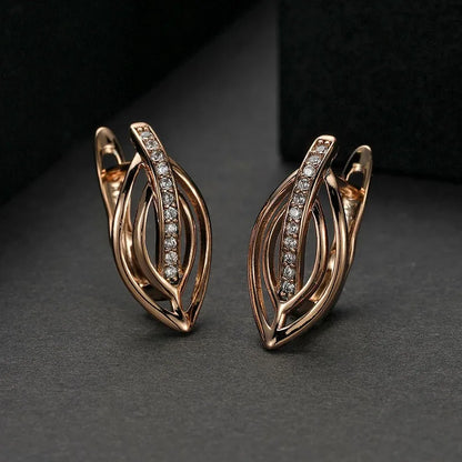Dckazz Rose Gold Crystal Pendant Intertwined Drop Earrings for Women Christmas Gift