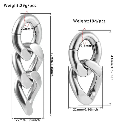 Vankula 2PCS 6mm Stainless Steel Chain Ear Weights Hangers Plugs Jewelry