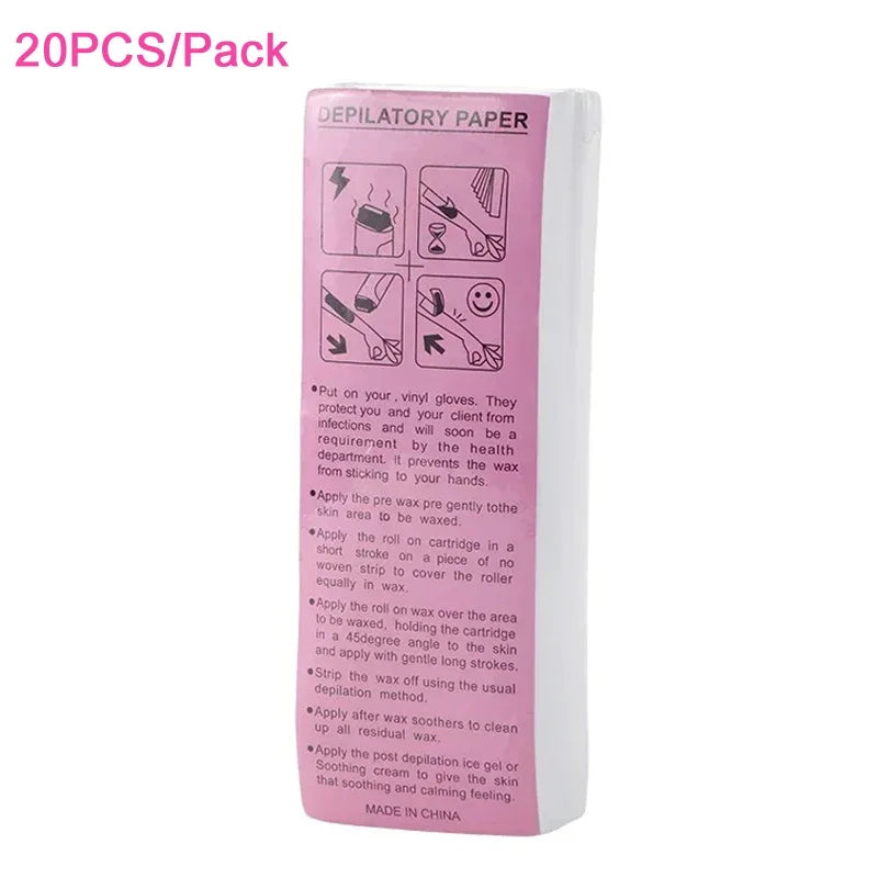 Premium Non-Woven Fabric Waxing Strips for Smooth Leg Hair Removal - Available in 20, 50, 100 Packs