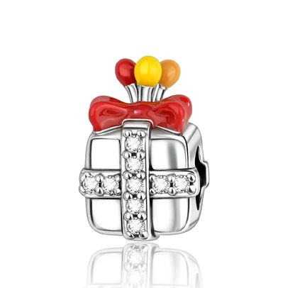 Festive Charm 925 Sterling Silver Christmas Bell Trojan Candy Zircon Bead for Bracelet and Necklace DIY Fine Jewelry Gift