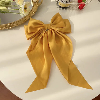 Korean Satin Big Bow Hair Clips For Women And Girls