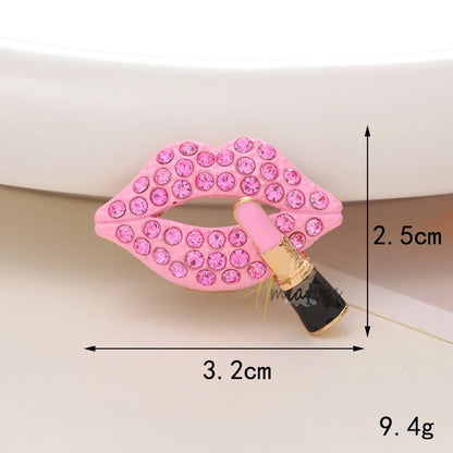 3D Pink Lip Nail Charms Luxury Metal Nail Art Jewelry for DIY Manicure Decoration