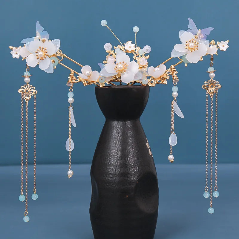 Vintage Chinese Hanfu Hair Accessories Set for Bridal Elegance