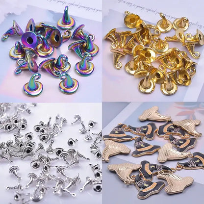 20 Pieces Lot Wicca DIY Witch Hat Charms Metal Alloy Pendants