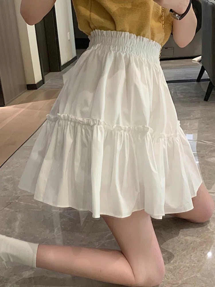 Kawaii Patchwork Fungus Mini Skirt Fairycore Preppy Style