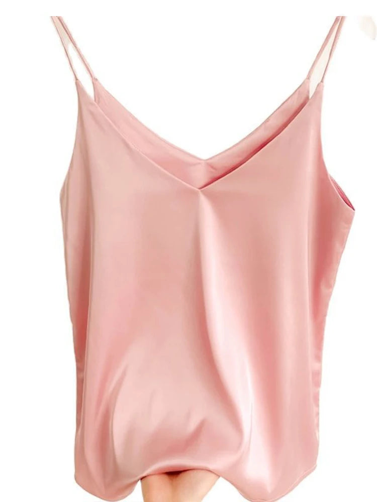 Womens Summer Camisole Tank Top V Neck Slim Fit Sleeveless