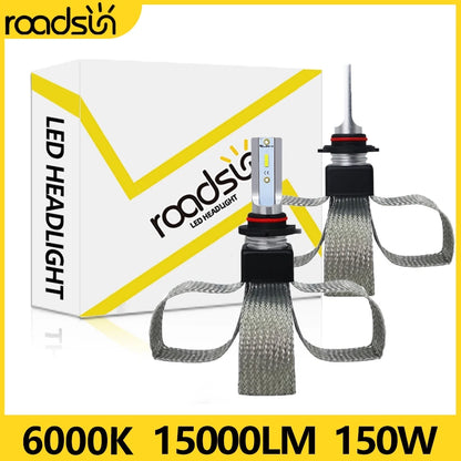 Ultra Bright 15000LM LED Headlight Bulbs 6000K Cold White 150W High Low Beam Copper Heat Dissipation