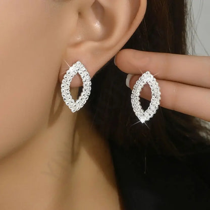 Bling Sweet Heart Geometric Glass Stud Earrings for Trendy Elegant Women