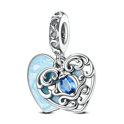 925 Sterling Silver Love Starry Sky Cat Paw Charms Beads