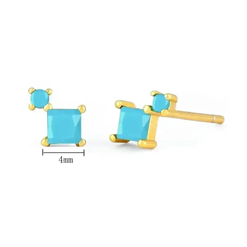 925 Sterling Silver Tiny Stud Earrings Colorful Crystal Luxury Jewelry LN1055-1-5