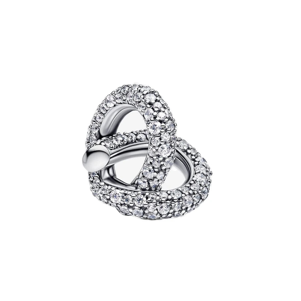 925 Sterling Silver Zirconia Heart Gold Silver Charm