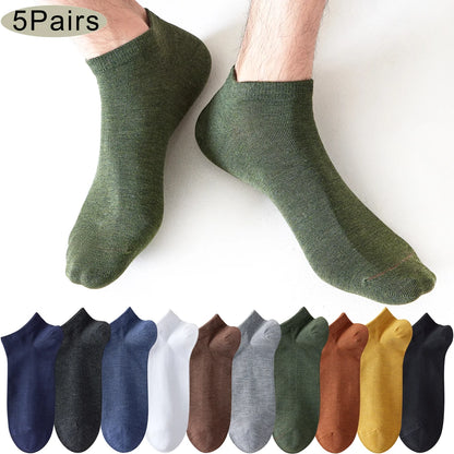 5 Pairs Bamboo Fiber Men No Show Breathable Ankle Socks