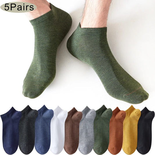 5 Pairs Bamboo Fiber Men No Show Breathable Ankle Socks