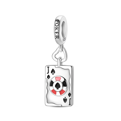 Original 925 Sterling Silver Playing Card Charms Pendant Poker Joker Hearts Spades Crown Bead Jewelry for Bracelets and Necklaces